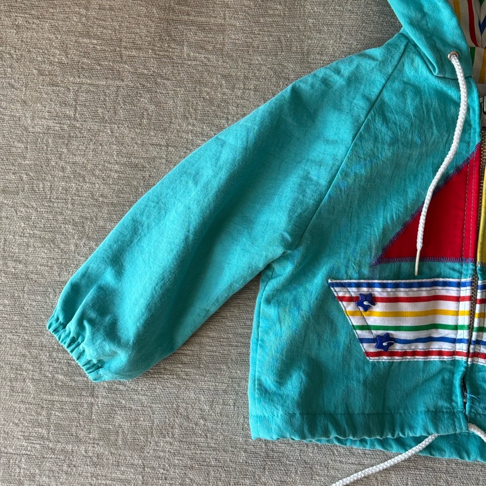 Vintage 80s Winning Moves Baby Toddler Hooded Jacket 18M Sailboat Appliqué Retro - Picture 3 of 9